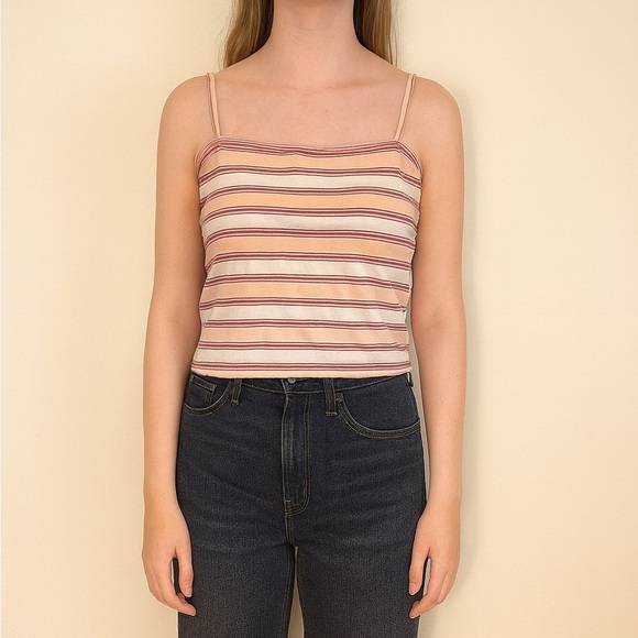 Urban Outfitters Others Follow Size Small Pink Cropped Striped Tank Top. - Picture 1 of 6